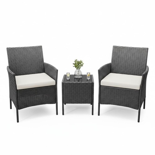 3er set rattan gartensessel - rattan,