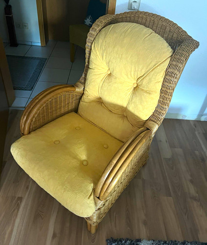 Rattan sessel beige mit - beige,