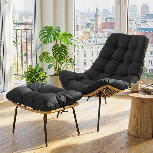 Rattansessel mit hocker - rattansessel,