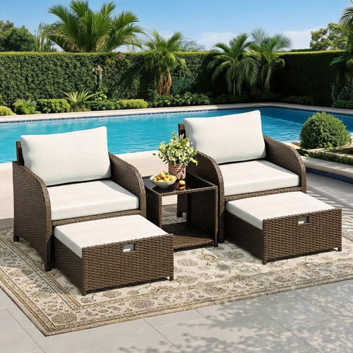 5tlg poly rattan - poly-rattan, gartenmöbel